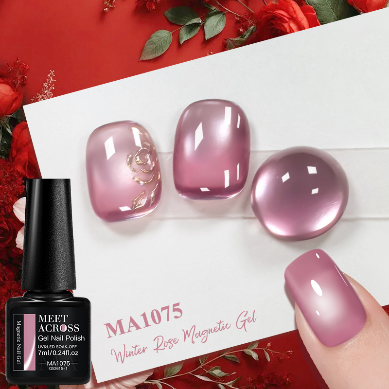 Pink Winter Rose Cat Magnetic  - Nail Art Valentines Day ulasan dan harga