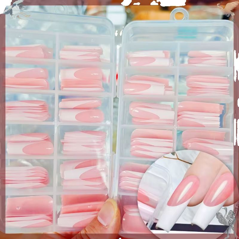 120Pcs Glossy Pink French Pres - Nail Art Press On ulasan dan harga
